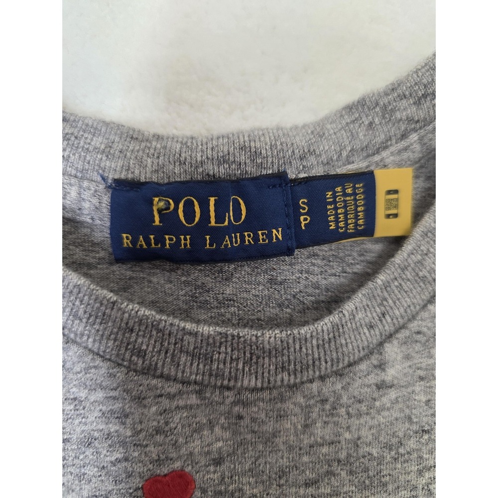 Polo Ralph Lauren Shirt Womens Small Gray Heart Logo Short Sleeve Embroidered - Picture 2 of 11